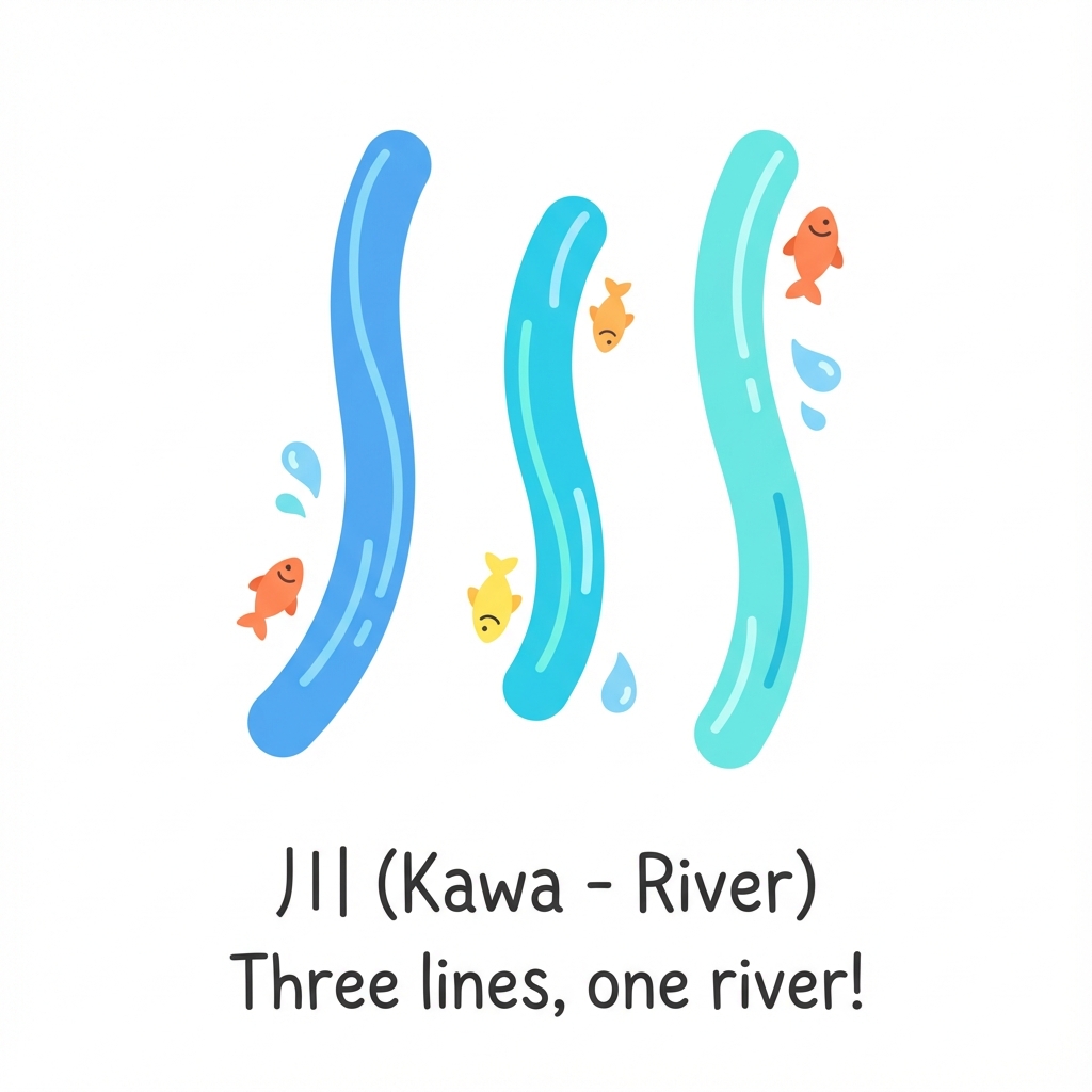 River Kanji Mnemonic